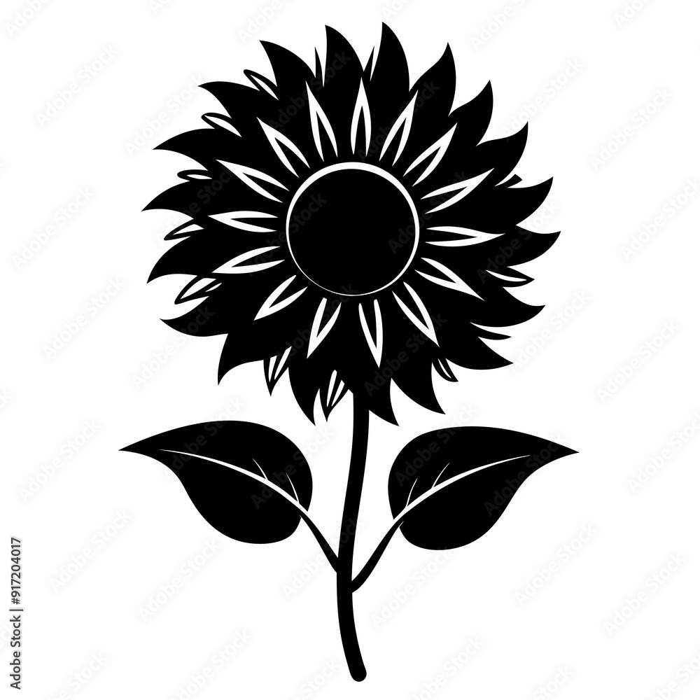 Fototapeta premium Sunflower Black silhouette