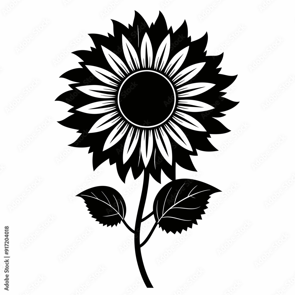 Sunflower Black silhouette Sunflower Black silhouette