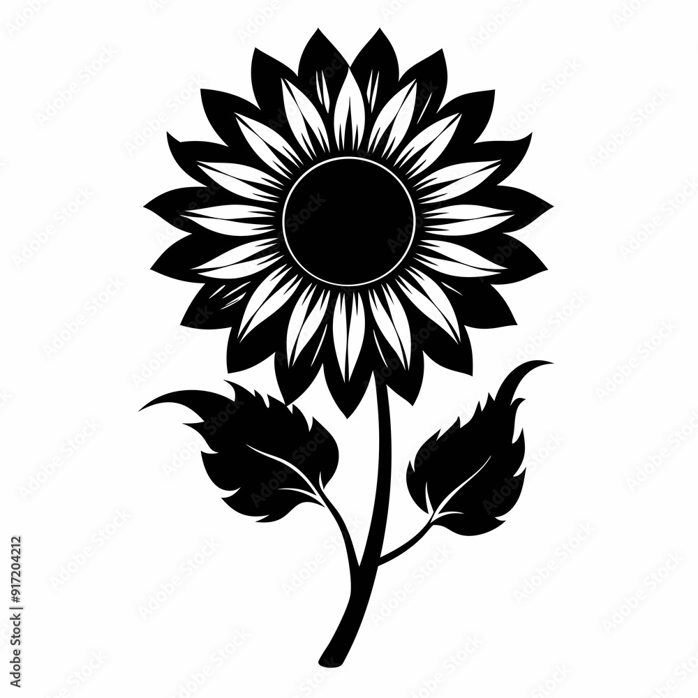 Sunflower Black silhouette Sunflower Black silhouette