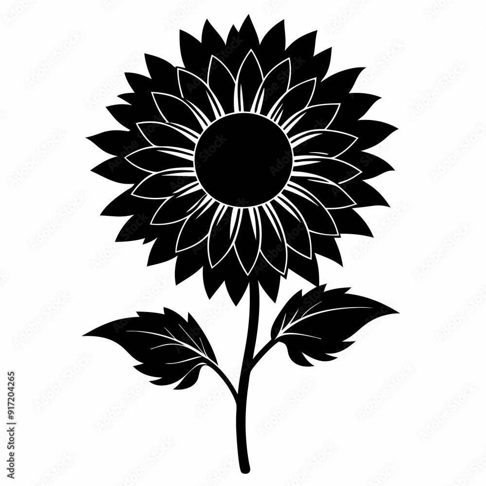 Fototapeta premium Sunflower Black silhouette