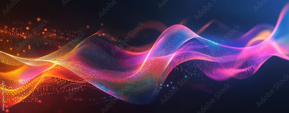Abstract Wavy Lines of Particles in Vibrant Colors Abstract Wavy Lines of Particles in Vibrant Colors
