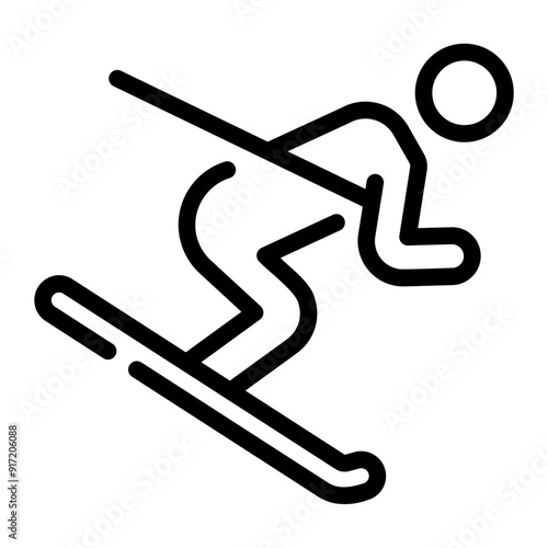 skiing line icon