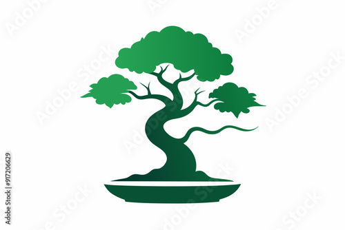 Vector design of a bonsai logo on a white background