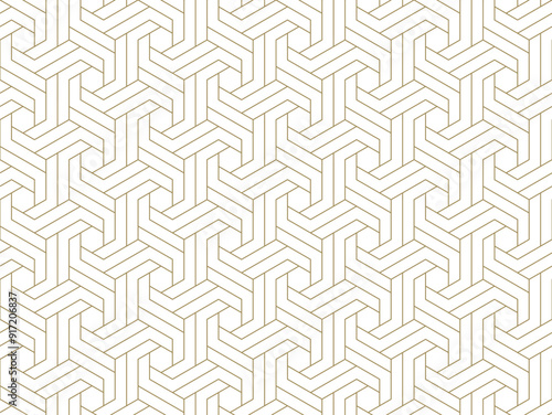 Abstract simple geometric vector seamless pattern with gold line texture on white background. Light modern simple wallpaper, bright tile backdrop, monochrome graphic element