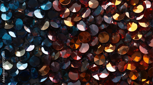 Multicolored gemstones with deep tones of blue, orange, and gold in a luxurious and vibrant array, luxury 3d background