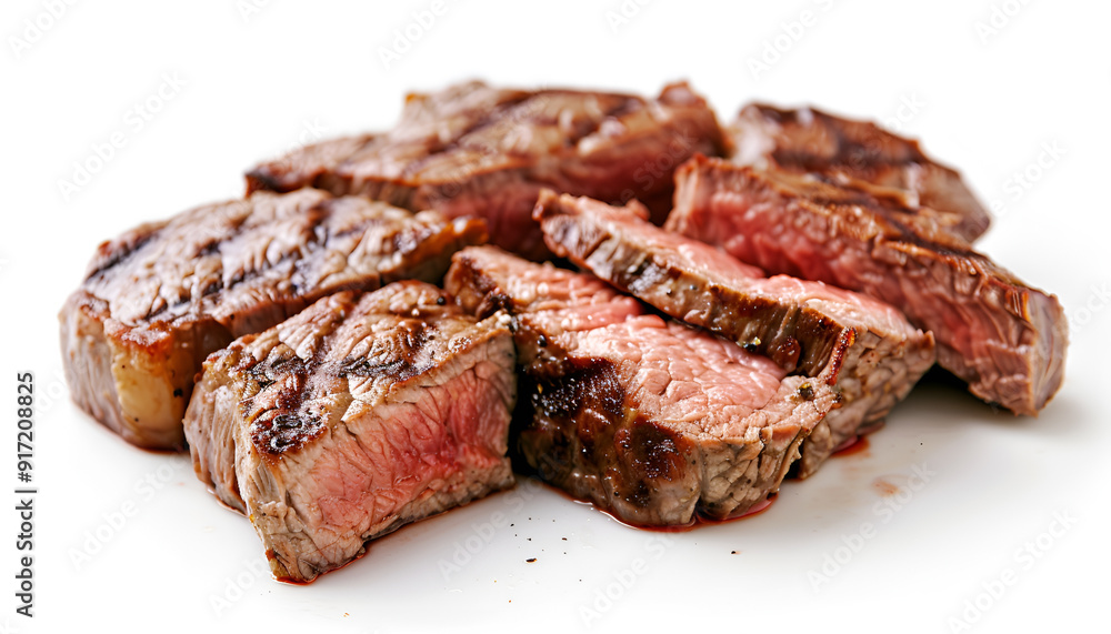 Delicious sliced juicy beef ribeye fillet mignon steak isolated. for poster or menu. cafe. closeup view, grilled Delicious sliced juicy beef ribeye fillet mignon steak isolated. for poster or menu. cafe. closeup view, grilled