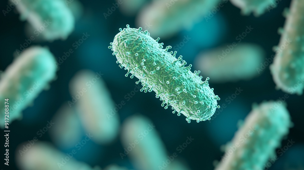 Fototapeta premium Abstract visualization of bacteria evolving over time showing the dynamic nature of microbial biodiversity