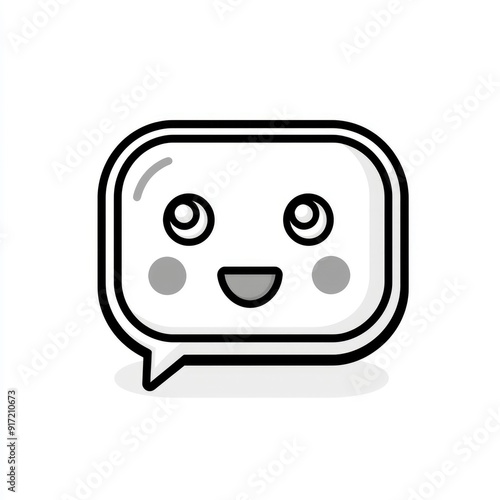 Cute Chat Bubble with Smiling Face Emoji Illustration