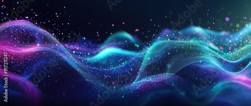 Abstract Digital Waves with Colorful Particles