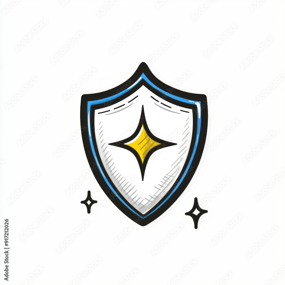 Hand Drawn Shield with a Star Icon