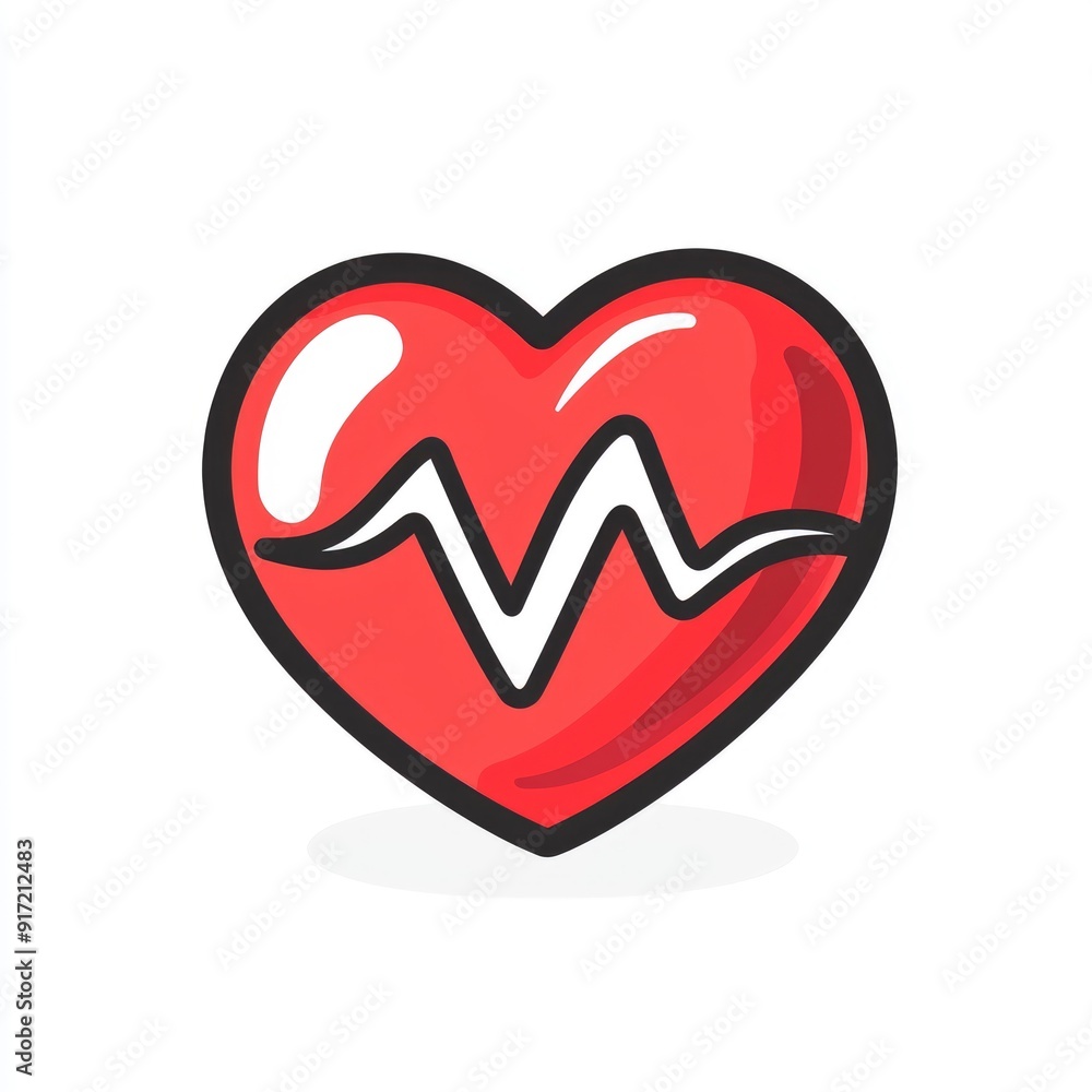 Heartbeat Icon - Red Heart with ECG Line Heartbeat Icon - Red Heart with ECG Line