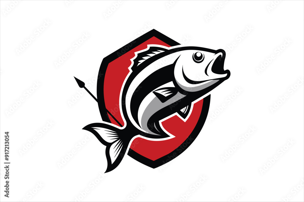 Fishing logo bass fish with template vector art illustration Fishing logo bass fish with template vector art illustration