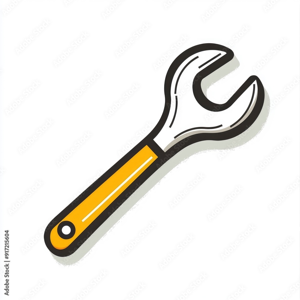 Wrench Icon with Yellow Handle and Shadow Wrench Icon with Yellow Handle and Shadow