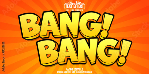 Bang editable text effect, customizable cartoon and comic 3d font style