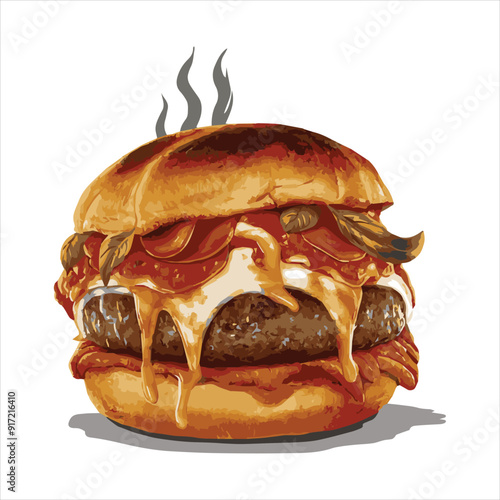 Hamburger Illustration Free Burger Vector On White Background