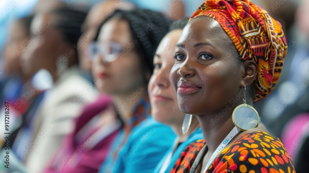 Women participating in a global health conference discussing women's health issues Women participating in a global health conference discussing women's health issues