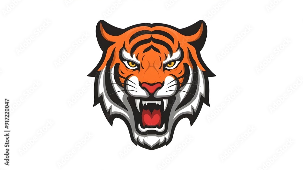 tiger-head mascot with a roar tiger-head mascot with a roar