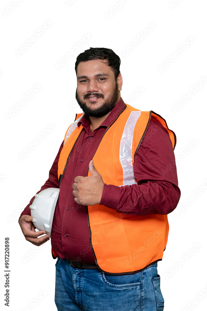 Engineering, Infrastructure Development and construction management. Construction Worker or Asian Indian Engineer in White Safety Helmet with Thumbs Up at Civil Engineering Site Engineering, Infrastructure Development and construction management. Construction Worker or Asian Indian Engineer in White Safety Helmet with Thumbs Up at Civil Engineering Site