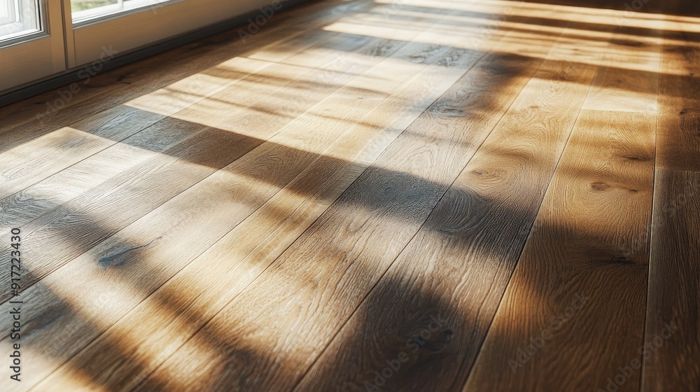 A detailed shot of engineered wood flooring in a residential setting, with natural light enhancing the wood's rich color. The upper portion is blank for text. A detailed shot of engineered wood flooring in a residential setting, with natural light enhancing the wood's rich color. The upper portion is blank for text.