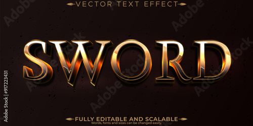 Sword editable text effect, editable chivalry and knight text style
