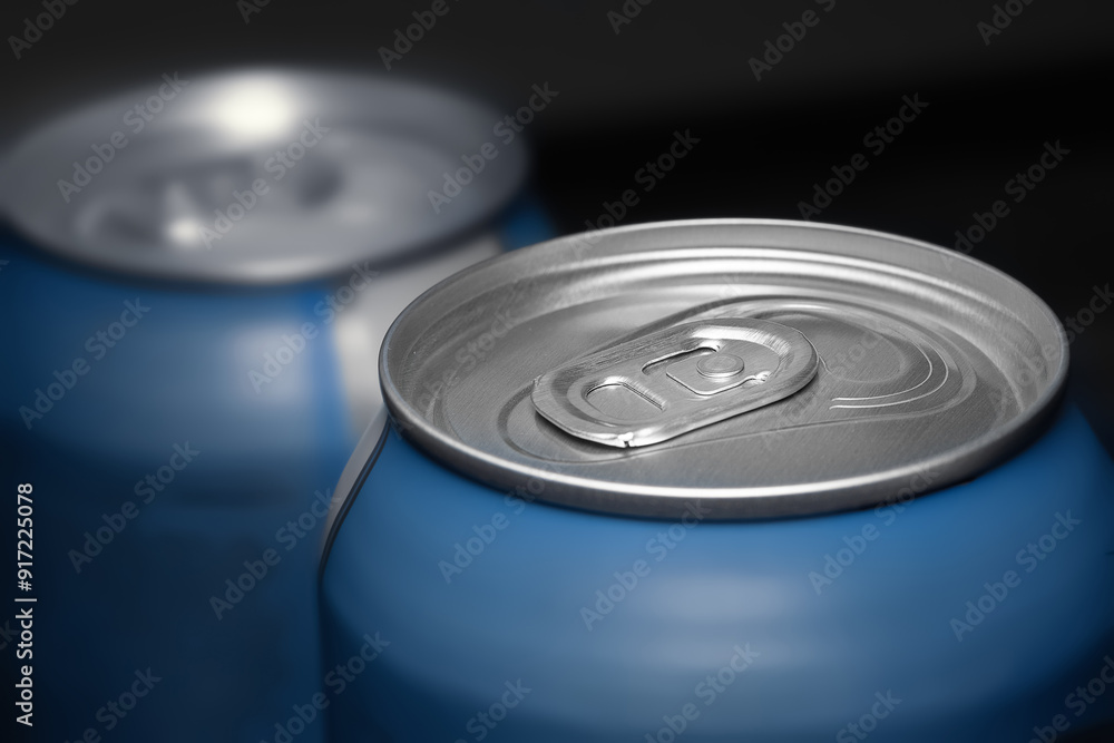 Aluminum can. Beer can on a dark background close-up Aluminum can. Beer can on a dark background close-up