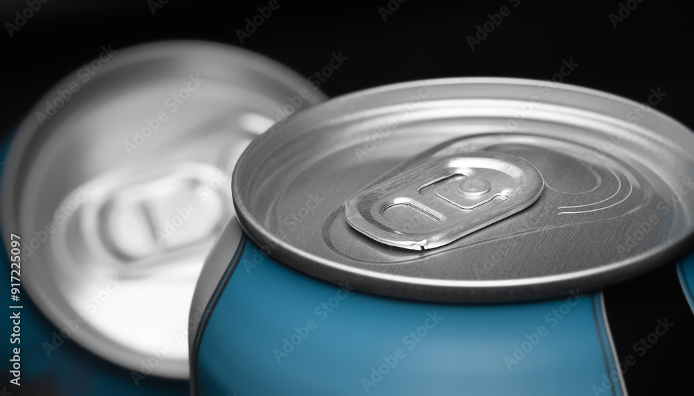 Aluminum can. Beer can on dark background. Selective focus Aluminum can. Beer can on dark background. Selective focus