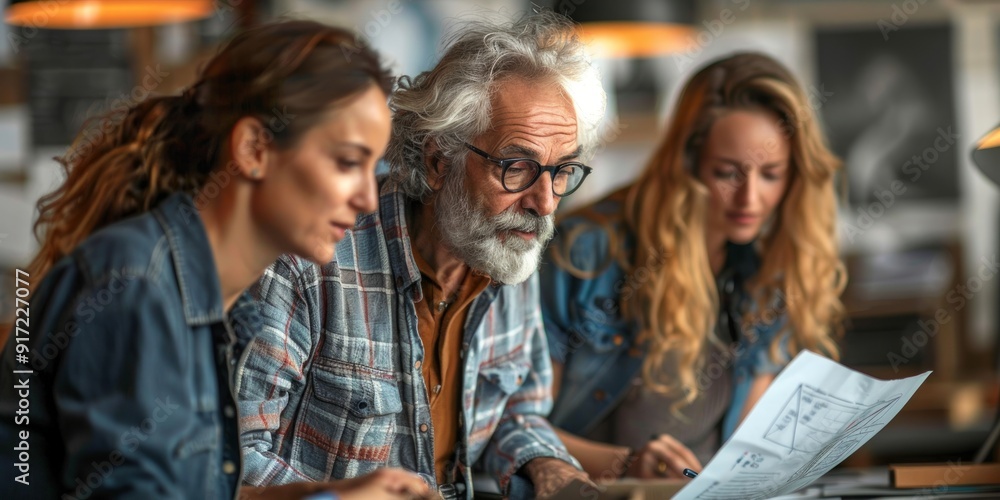 Fototapeta premium Teamwork and Collaboration: A Discussion Over a Design