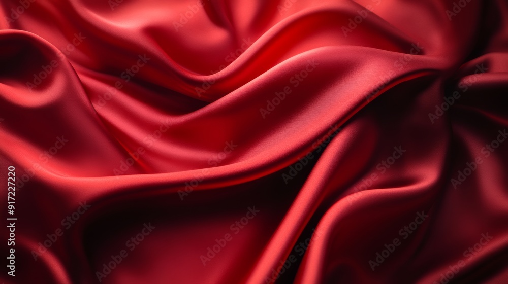 Red silk fabric in a smooth, flowing Red silk fabric in a smooth, flowing