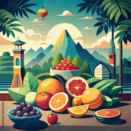 Conception de fond de fruits dans un style réaliste 