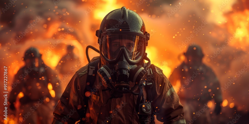 Firefighter in Action: Battling a Fiery Blaze Firefighter in Action: Battling a Fiery Blaze