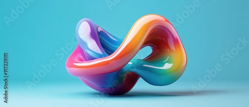 3d render, colorful background with abstract shape glowing in ultraviolet spectrum, curvy neon lines