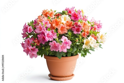 Wallpaper Mural Colorful azalea flowers in the pot isolated on a white background  Torontodigital.ca