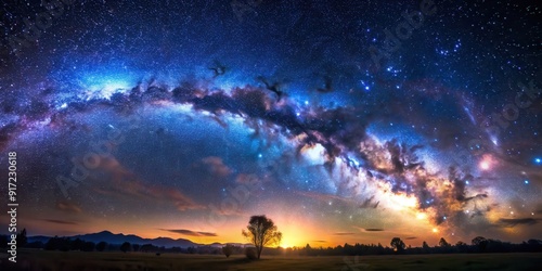 A mesmerizing starry night sky with a Milky Way galaxy backdrop, starry, night, sky, stars, Milky Way, galaxy, cosmos