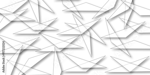 Abstract background with liens and triangles shape on white background. White and grey geometric overlapping rectangle pattern Geometric background soft shadows as patten ..White polygon textured .