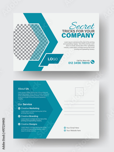 Marketing agency postcard design, agency corporate business postcard, postcard flyer vector Template