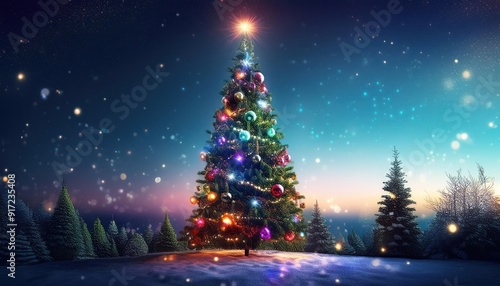 A beautifully decorated Christmas tree with sparkling lights