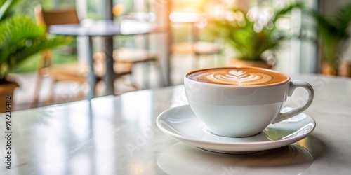 Coffee Cup with Latte Art in Cafe, coffee , cafe , latte , coffee cup photo