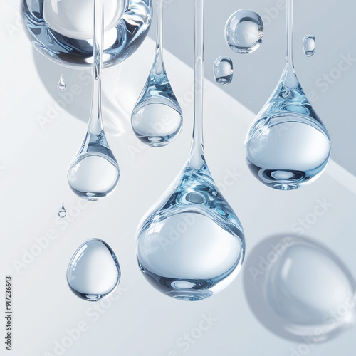 Cosmetic Oil and Collagen Gel Drops - Vector 3D Transparent Set