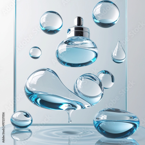Cosmetic Oil and Collagen Gel Drops - Vector 3D Transparent Set