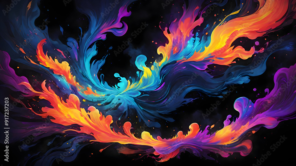 Fractal Waves of Light and red blue purple flaming in abstract background Fractal Waves of Light and red blue purple flaming in abstract background