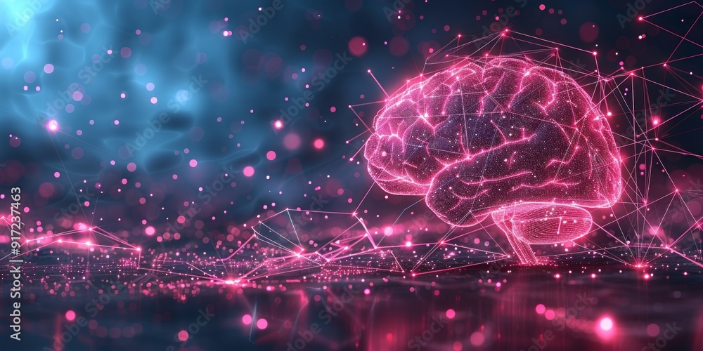 Digital Brain Network with Abstract Background Digital Brain Network with Abstract Background