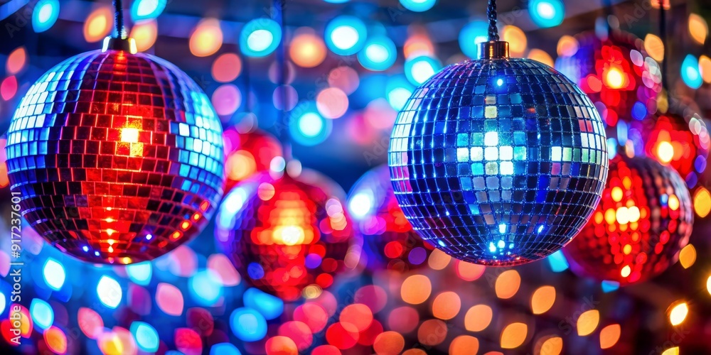 Disco Ball Reflection with Colorful Lights, disco ball, party lights, bokeh , night life Disco Ball Reflection with Colorful Lights, disco ball, party lights, bokeh , night life