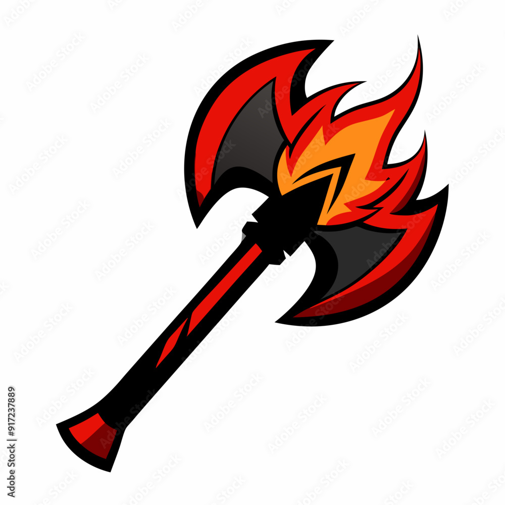 Hacha de bombero con filos negros art vector illustration Hacha de bombero con filos negros art vector illustration
