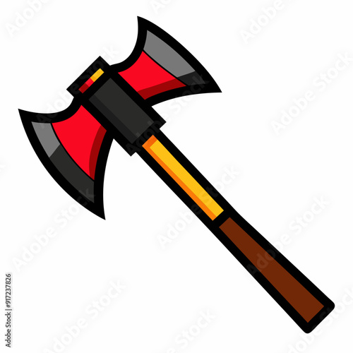 Hacha de bombero con filos negros art vector illustration