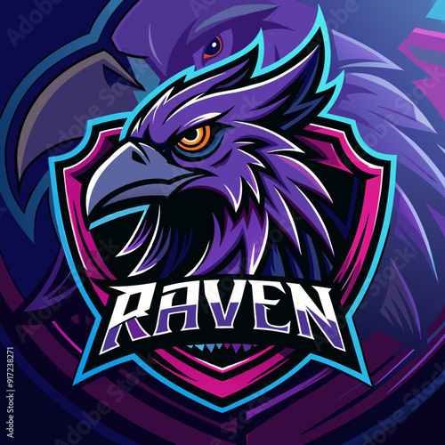 Raven crow mascot for sports and esports vector logo