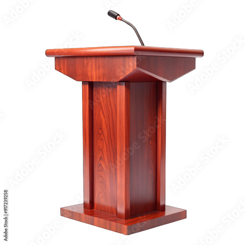 A podium with a microphone on transparent background