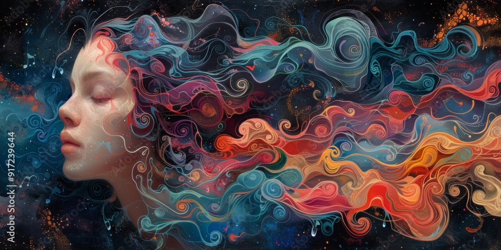 Dreamy Abstract Portrait with Cosmic Background Dreamy Abstract Portrait with Cosmic Background
