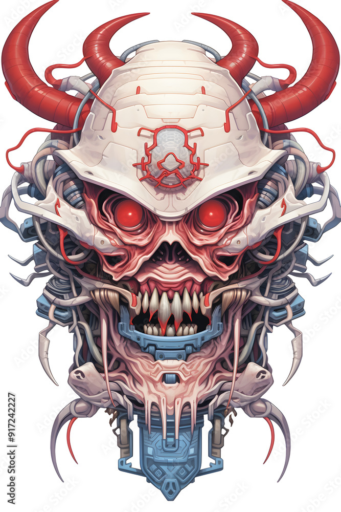 oni mask head lowbrow surrealist illustration oni mask head lowbrow surrealist illustration
