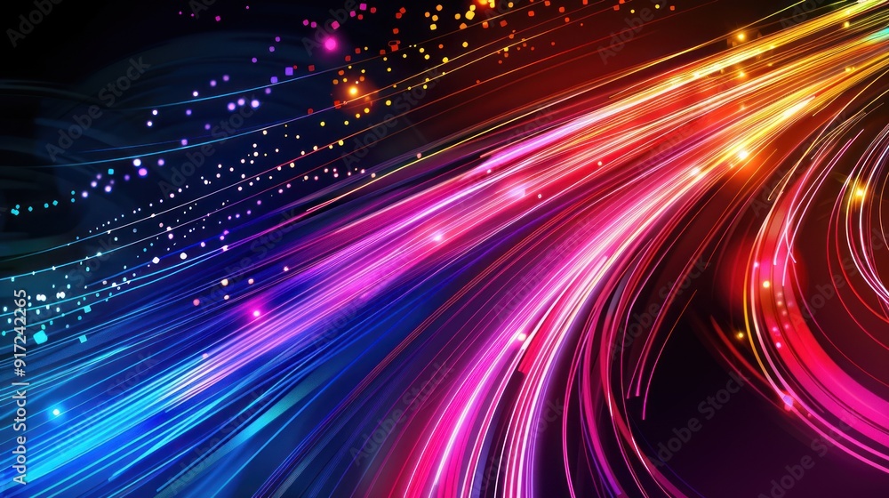Abstract Neon Lines and Glowing Particles Abstract Neon Lines and Glowing Particles