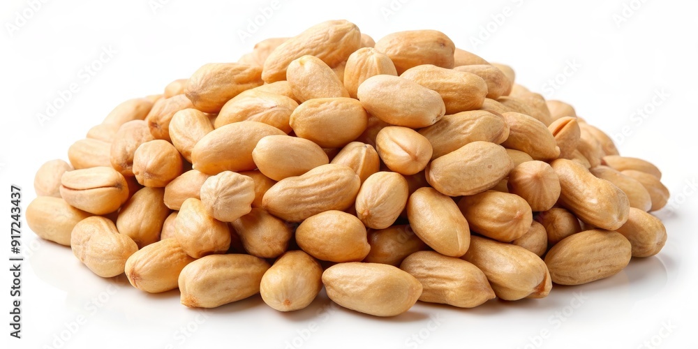 Pile of Shelled Peanuts on White Background, peanut, food, snack, legume Pile of Shelled Peanuts on White Background, peanut, food, snack, legume